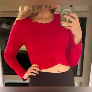 Les Soeurs | Cropped Front-Twist Long-Sleeve Top | Size M